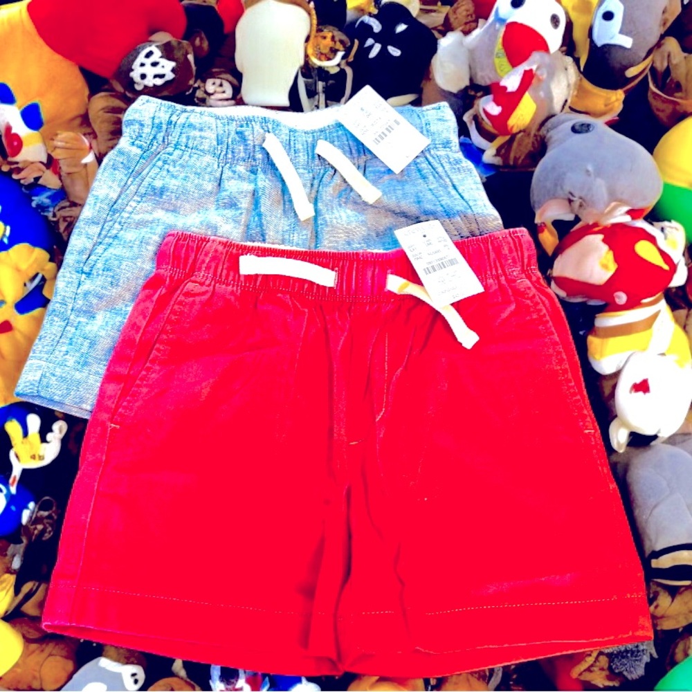J Crew Little Boy “Crewcuts”  Shorts New W/ Tags 4T  2 Pair Red & Denim